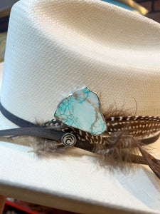 Aqua & Tan Color Stone Soldered Hat Pin