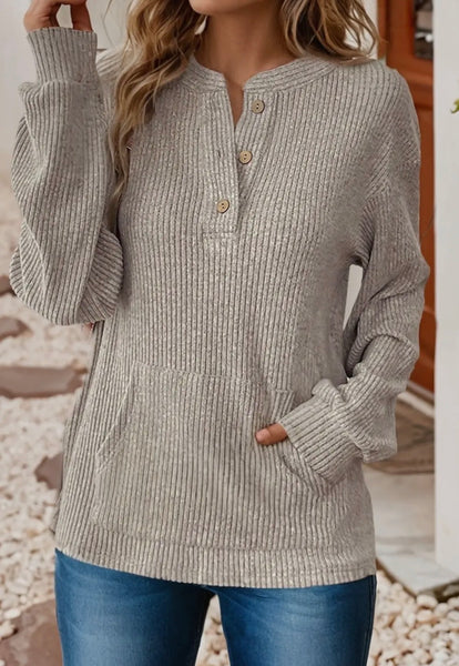 Cozy Thermal Henley Knit Top