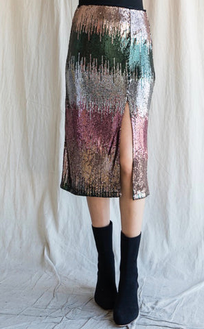 Ombré Sequin Midi Skirt