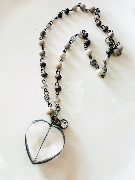 Soldered Crystal Heart Beaded Necklace