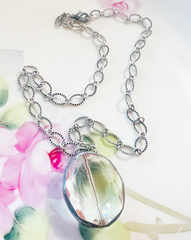 Soldered Crystal Metal Chain Necklace