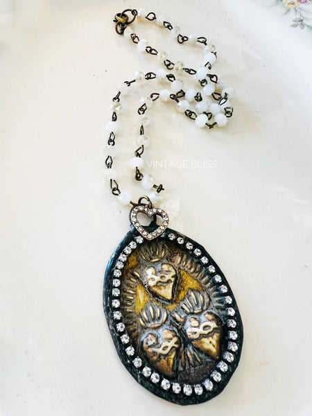 sacred heart soldered pendant necklace 
