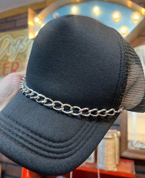 Large Link Silver Hat Chain