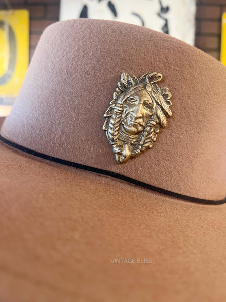 Brass Patina Indian Head Hat Pin