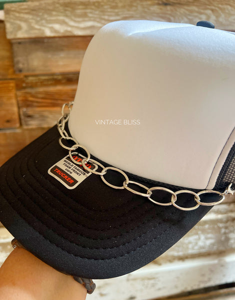 Large Link Silver Hat Chain