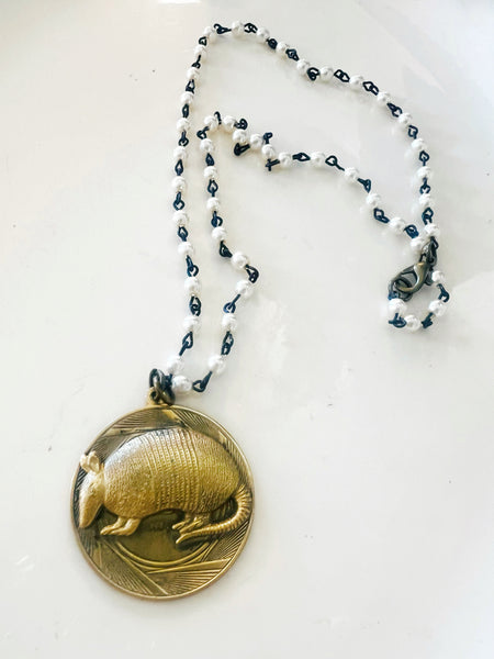 Polished Brass Armadillo Necklace