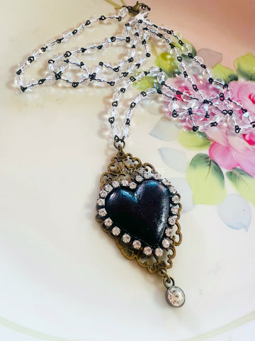 My Black Heart Filigree Necklace long