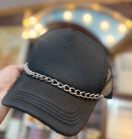 Large Link Silver Hat Chain