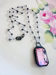 Pretty in Pink Soldered Crystal Necklace