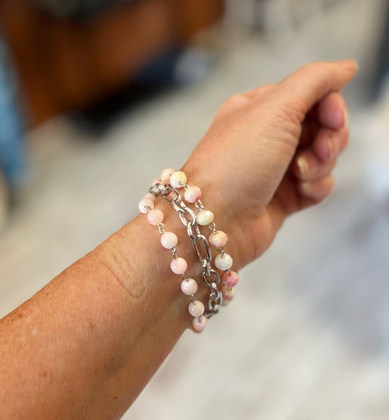 Pink Sugar Triple Strand Beaded Bracelet