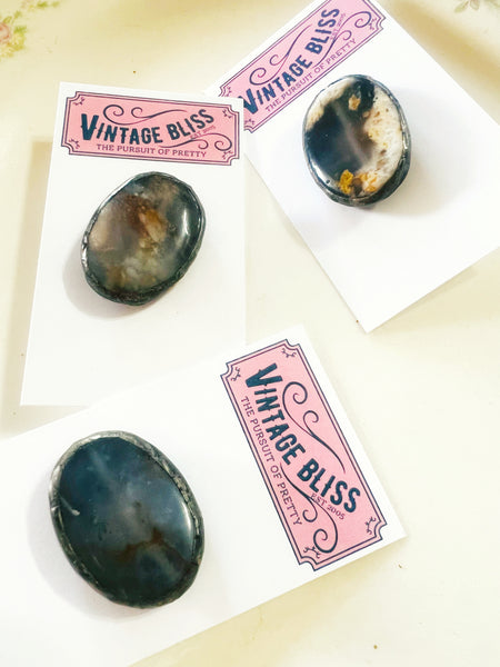 Polished Oval Agate Soldered Stone Hat Pin