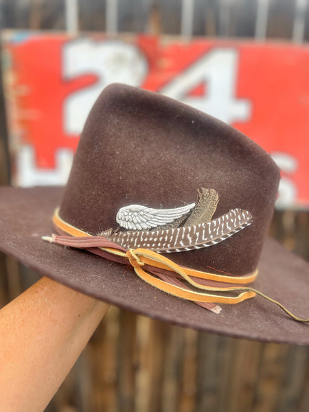 Matte Silver Feather Wing Hat Pin large