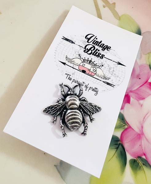 Matte Silver Bumble Bee Hat Pin