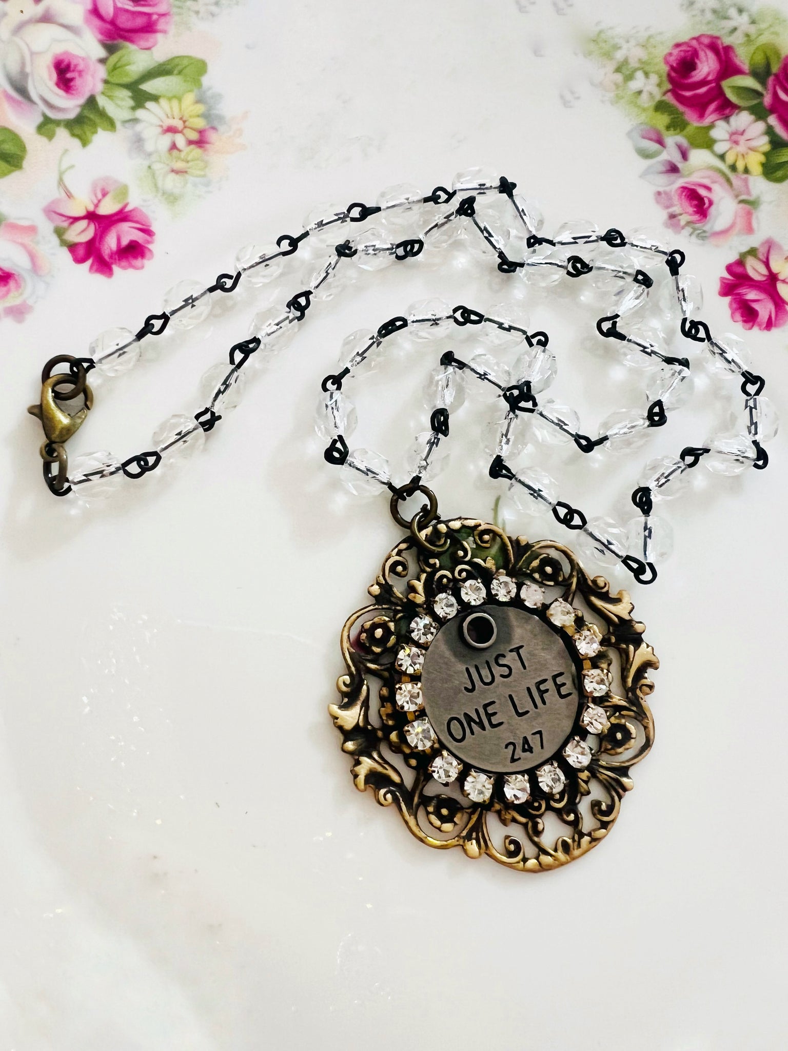 Just One Life Quote Filigree Necklace