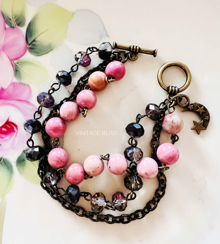 Midnight Summer Triple Strand Bracelet