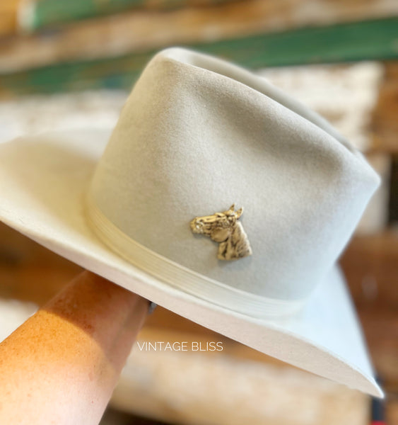 Brass Patina Horse Hat Pin Left