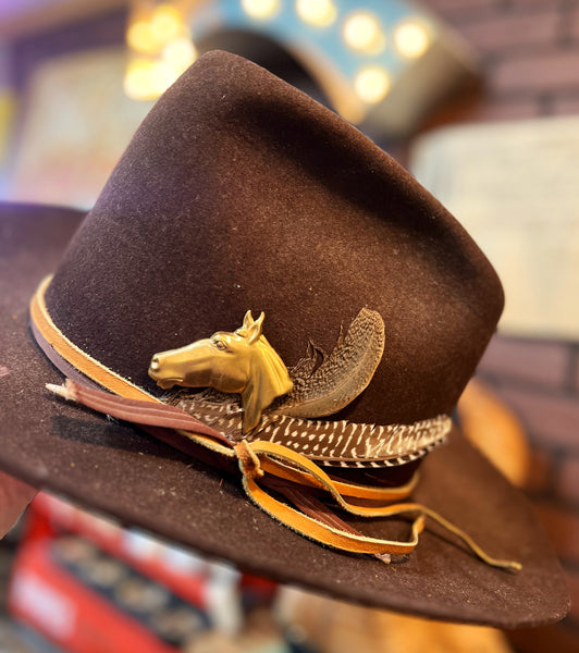 Brass Patina Horse Hat Pin Large