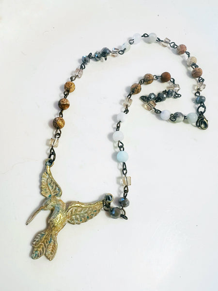 Free to Fly Beaded Chain Necklace