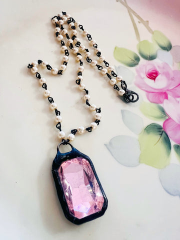 Pretty in Pink Soldered Crystal Necklace