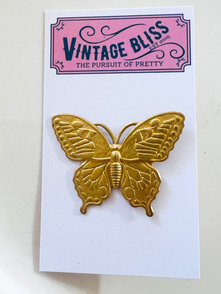 Brass Patina Butterfly Hat Pin