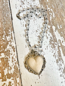 Whitewash Clay Heart Necklace