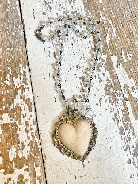 Whitewash Clay Heart Necklace