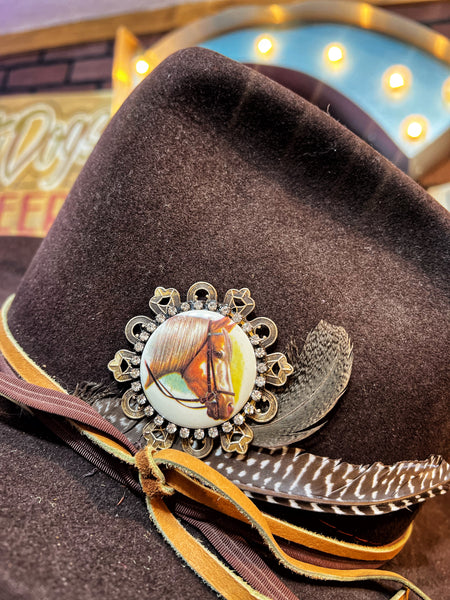 Cameo Horse Head Filigree Hat Pin