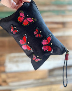 Butterfly Crystal Patch Canvas Bag