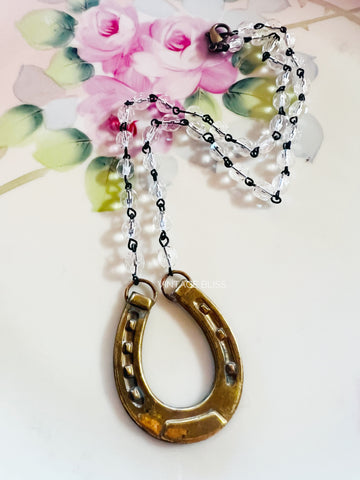 Polished Brass Horseshoe Necklace