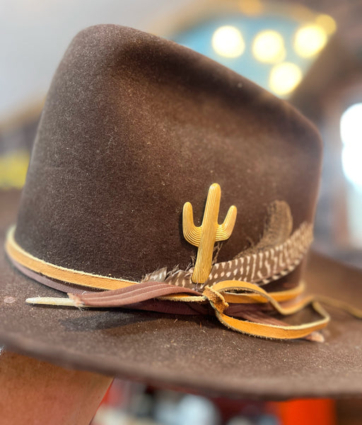 brass patina cactus hat pin for cowboy hat 