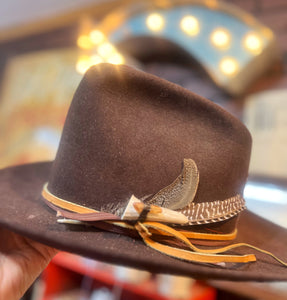 Amber Crystal Soldered Antler Tip Hat Pin
