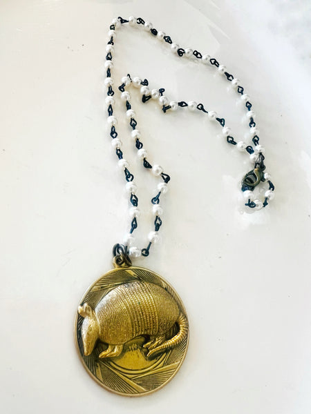 Polished Brass Armadillo Necklace