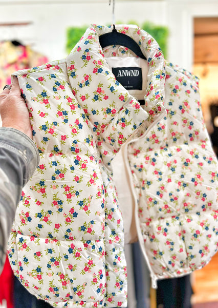 Fancy Floral Puffer Vest