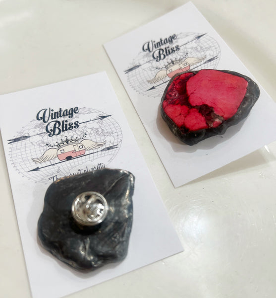 Fushia Color Stone Soldered Hat Pin