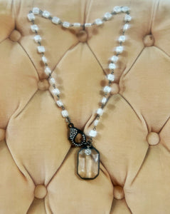 Soldered Crystal Pearl Beaded Chain Necklace