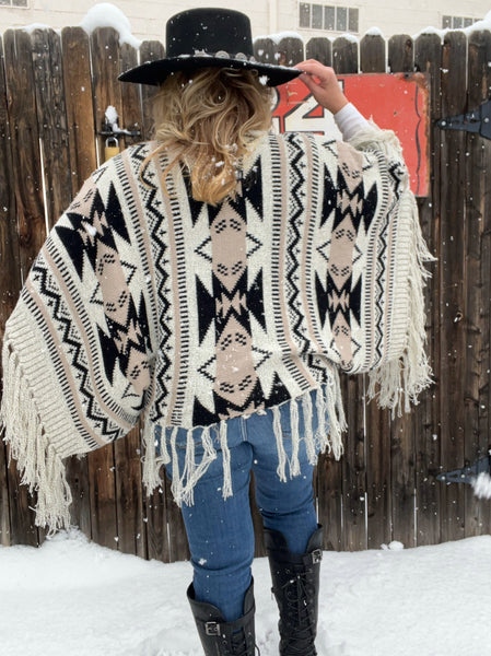 Aztec Fringe Pullover Sweater