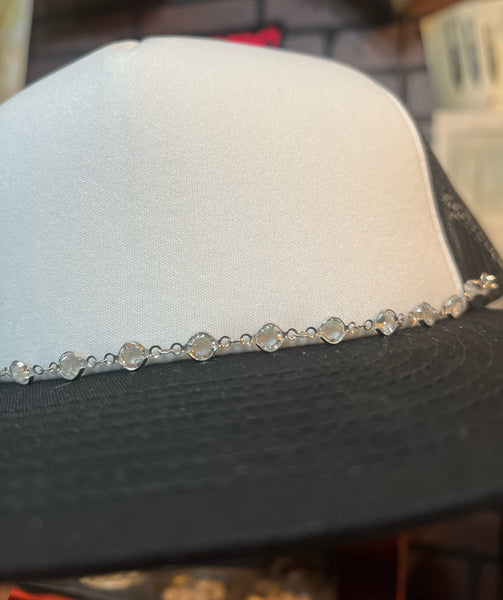 Silver & Crystal Hat Chain