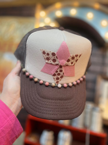 Pinks Neutrals Howlite Beaded Hat Chain