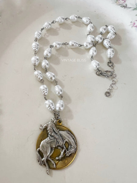 bronc rider western rodeo necklace 