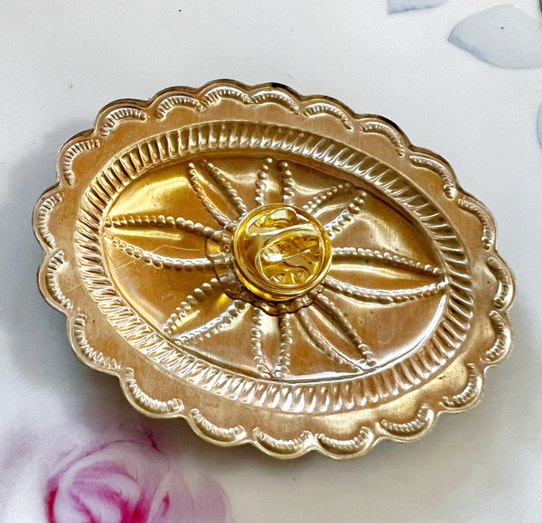 Brass Patina Concho Hat Pin