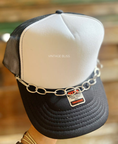 Large Link Silver Hat Chain