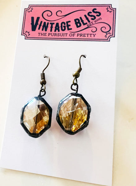 Topaz Soldered Glass Crystal Earrings