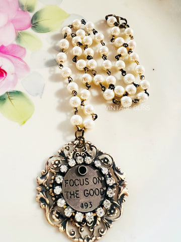 Focus on the Good Quote Filigree Necklace