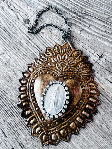 Sacred Heart Vintage Religious Medallion Ornament