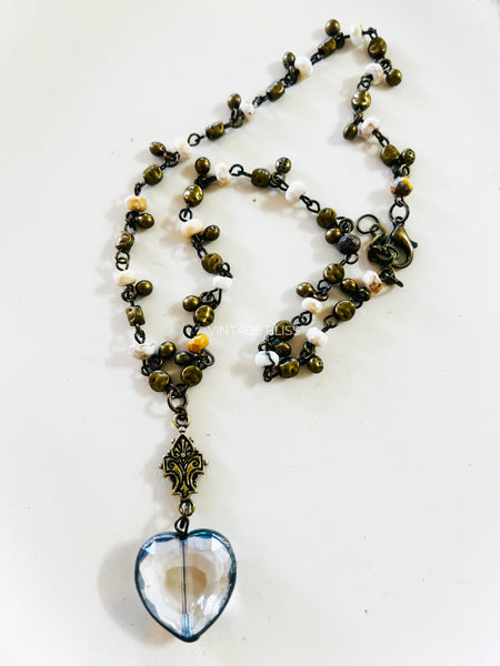 Soldered Crystal Filigree Mini Heart Necklace