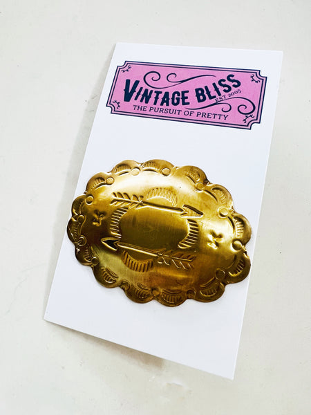 Brass Patina Large Arrows Concho Hat Pin