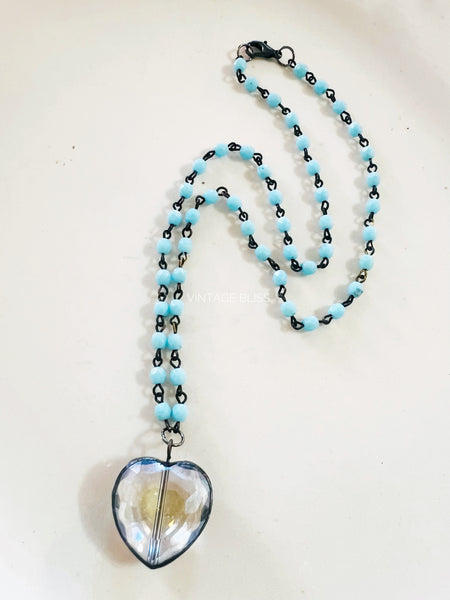 Soldered Crystal Glass Mini Heart Beaded Chain Necklace