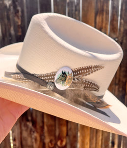 Double Horse Cameo Western Hat Pin