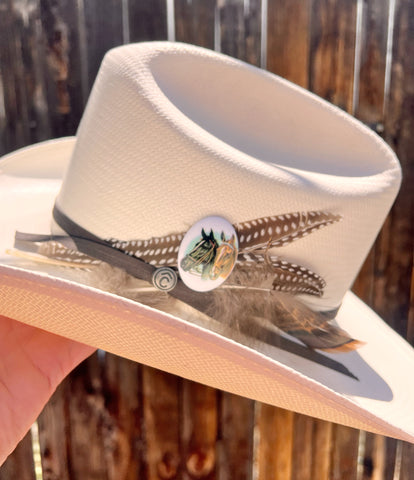 Double Horse Cameo Western Hat Pin
