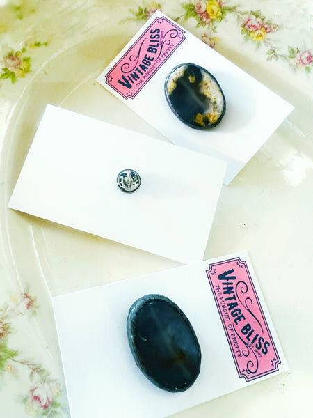 Polished Oval Agate Soldered Stone Hat Pin